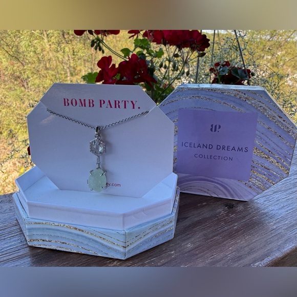 Bomb Party RBP4141 Iceland Dreams Collection Druzy Drop Pendant Necklace - Picture 1 of 5